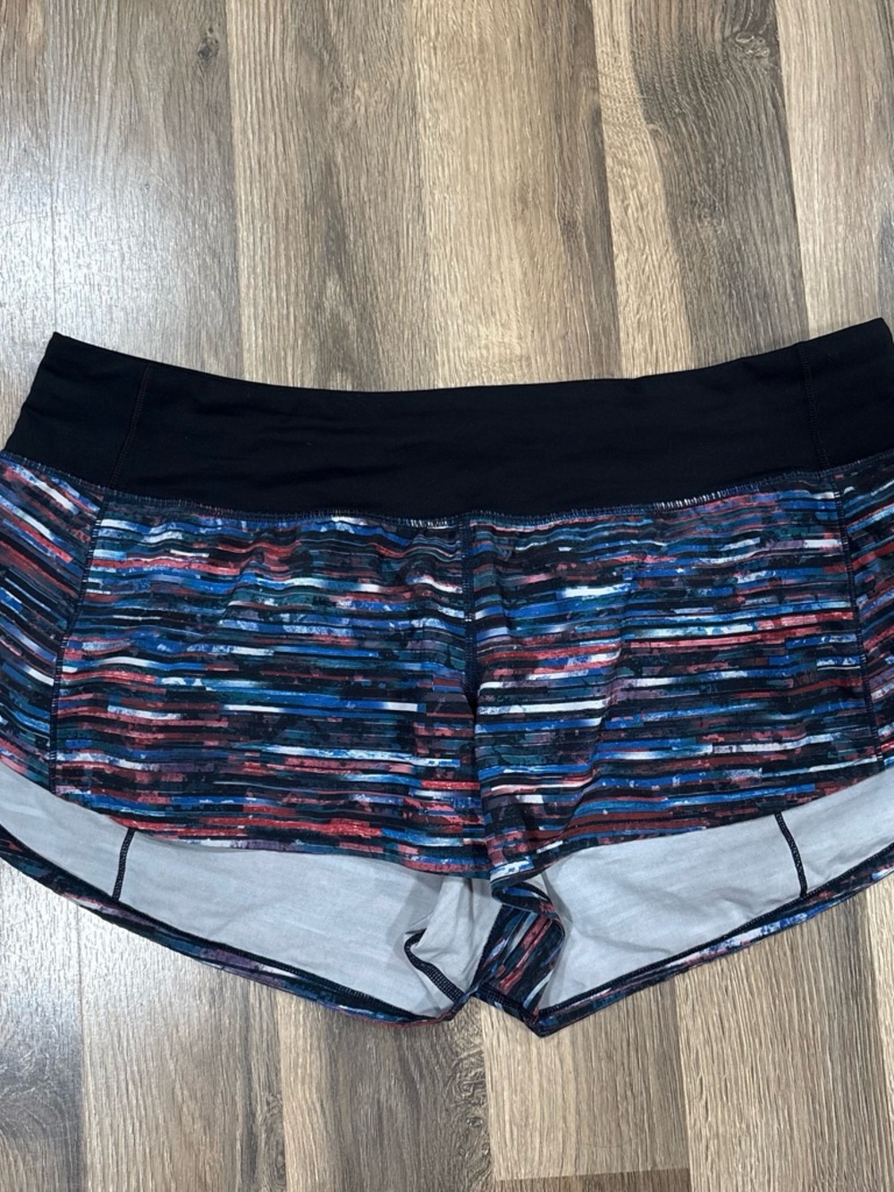 Lululemon Women's Black Multi-Stripe Performance Shorts